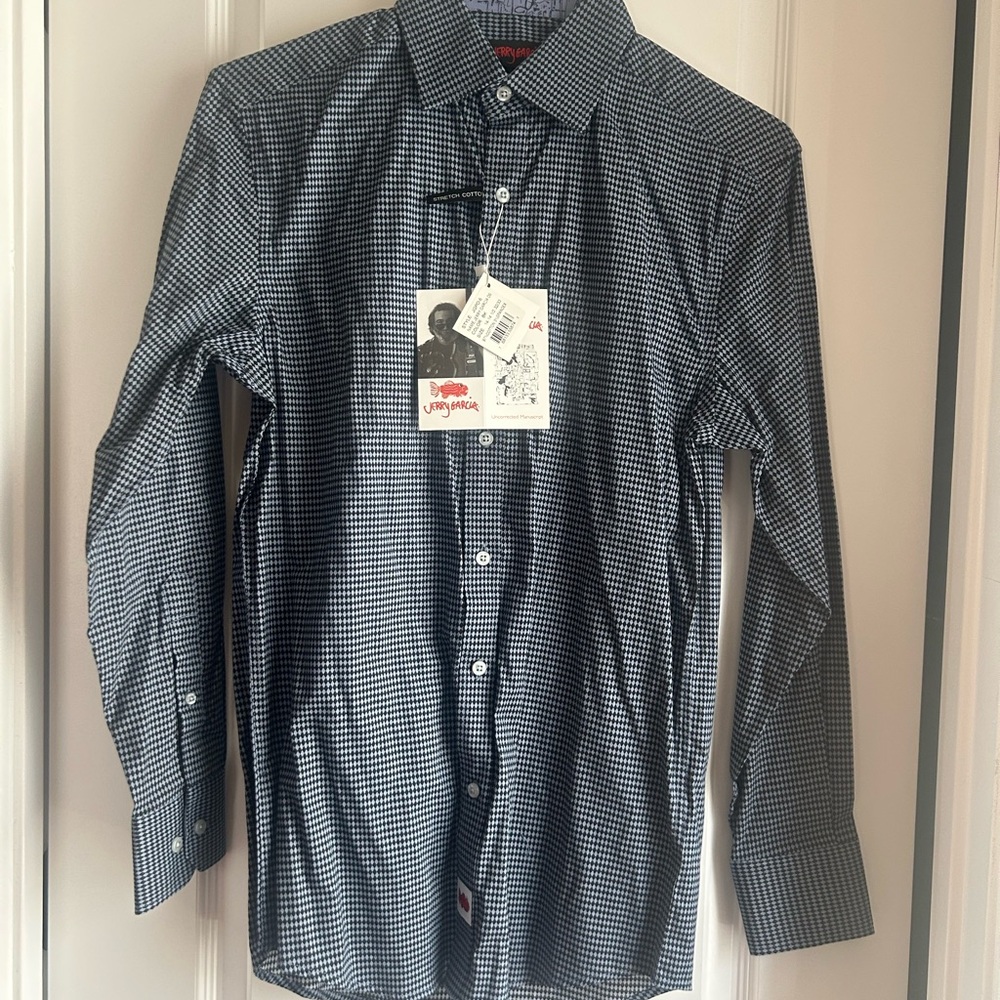J. Garcia Navy Patterned Dress Shirt 14 1/4 NWT